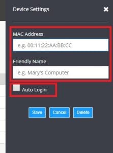 Rocket Net - Apartment WIFI systems - Add new device MAC Address popup